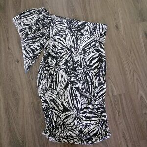 Vintage Dots Womens Black & White One Shoulder Mini Partywear Dress Size 3X